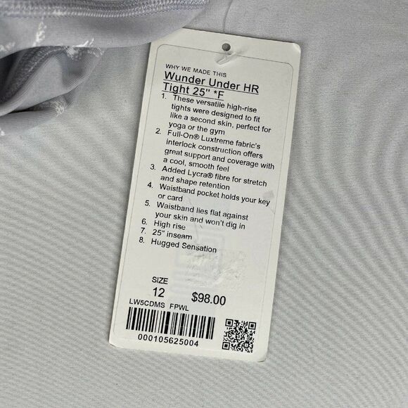 Lululemon Wunder Under High Rise Tight Luxtreme Flower Pop White Silver - Picture 7 of 14